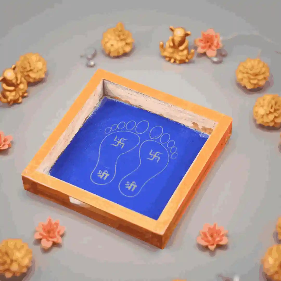 Rangly Padam Design with Swastik Rangoli Stencil Wooden 5*5 Inches Pack of 1 piece