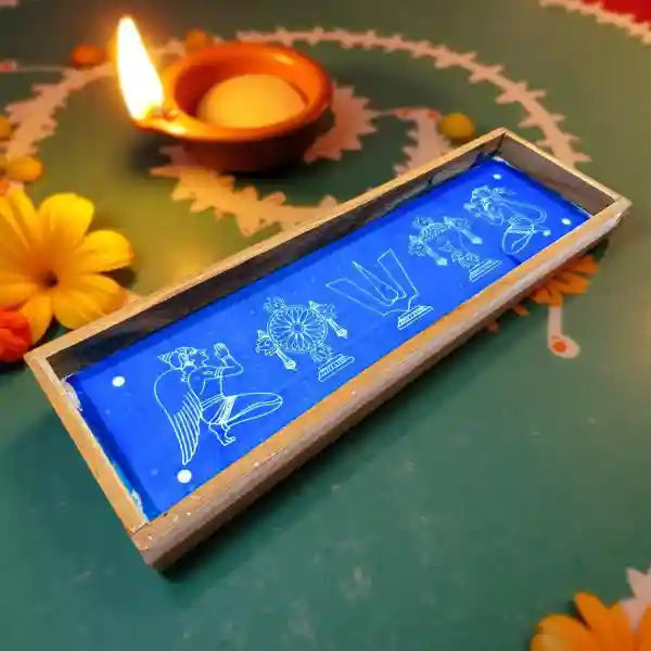 Thenkalai Shankh Chakra Namah Hanuman Rangoli Stencil Wooden 17x5 Inches Pack of 1 Piece