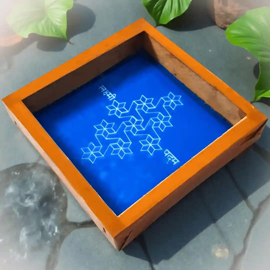 Rangly Star-Shaped Kolam Rangoli Stencil Wooden 5*5 Inches Pack of 1 piece