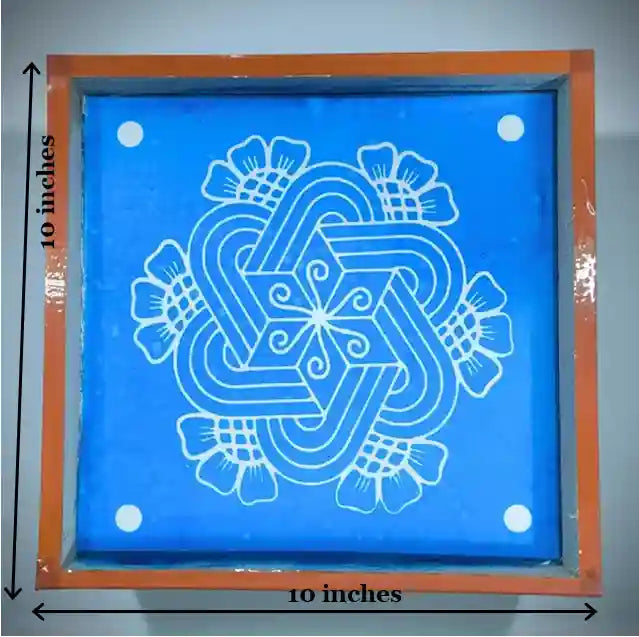 Rangly FlowerPadi Kolam Rangoli Stencil Wooden 10×10 inches Pack of 1 Piece