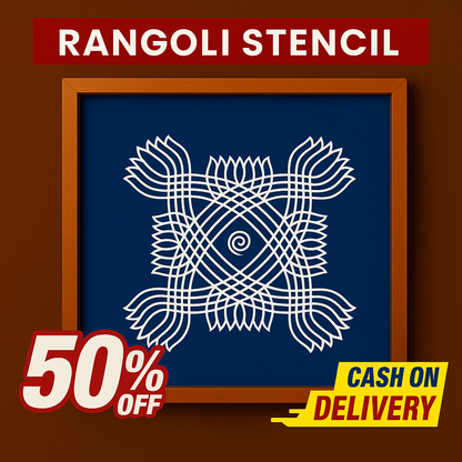 Rangly Padi Kolam Model 6  Rangoli Stencil Wooden  10x10 Inches  Pack of 1 Piece