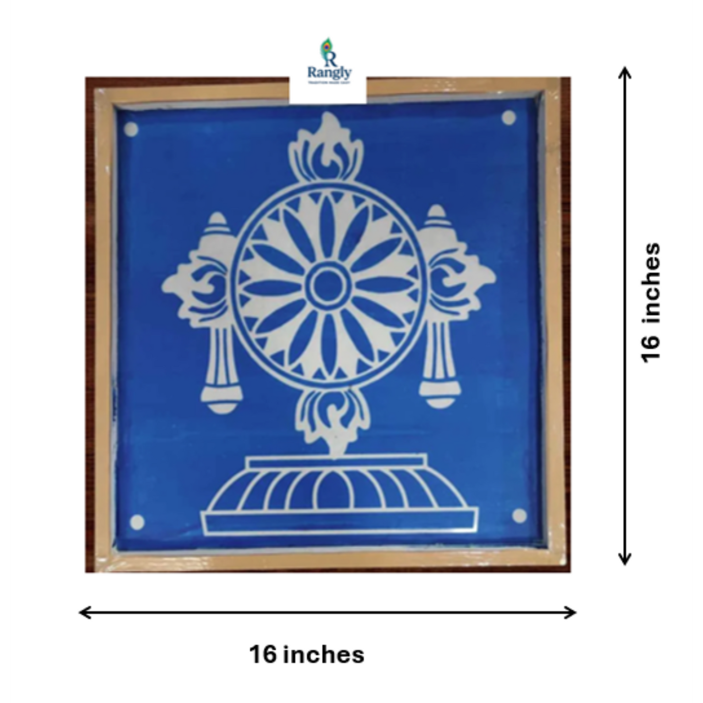 Rangly Jumbo Chakra Kolam  Stencil Wooden 16x16 Inches Pack of 1 piece