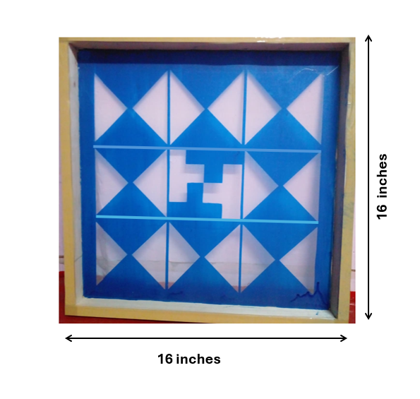 Navakam Yantra Design Stencil Wooden Frame 16x16 Inches Pack of 1 piece