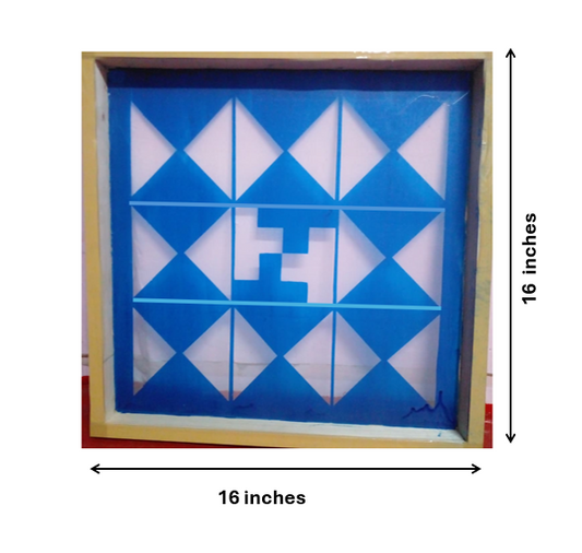 Navakam Yantra Design Stencil Wooden Frame 16x16 Inches Pack of 1 piece