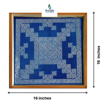Rangly Jumbo Square South Indian Big Kolam Design Stencil Wooden 16x16 Inches Pack of 1 Piece