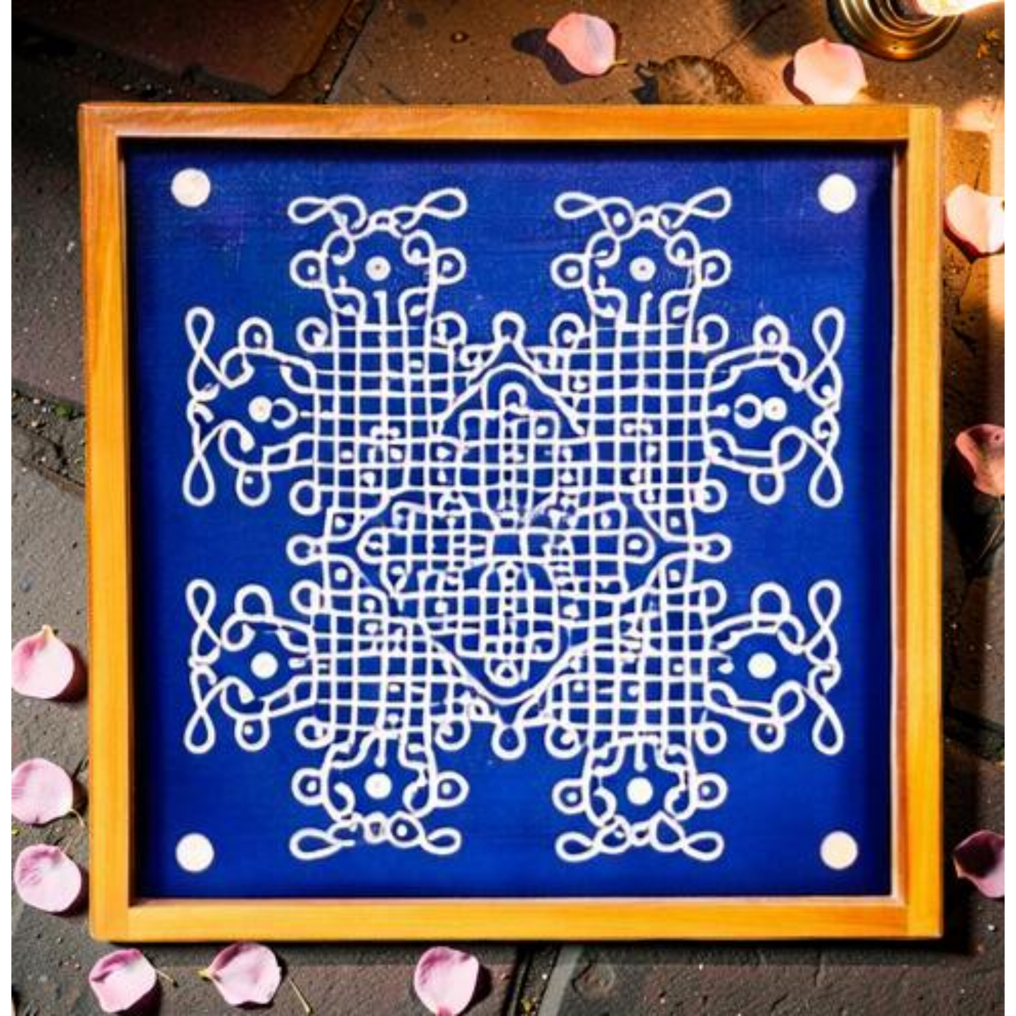 Rangly Jumbo Chikku Kolam Model 4  Rangoli Design Stencil Wooden 24x24 Inches Pack of 1 piece