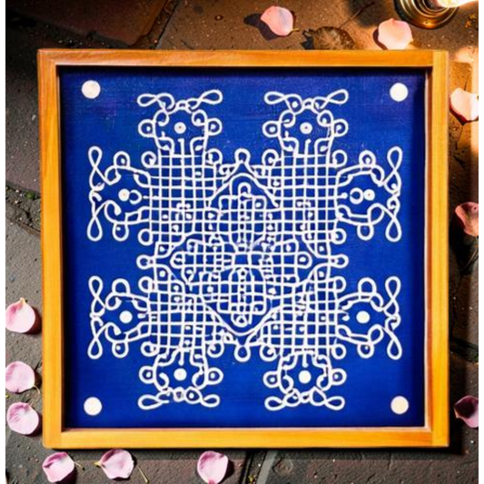 Rangly Jumbo Chikku Kolam Model 4  Rangoli Design Stencil Wooden 24x24 Inches Pack of 1 piece