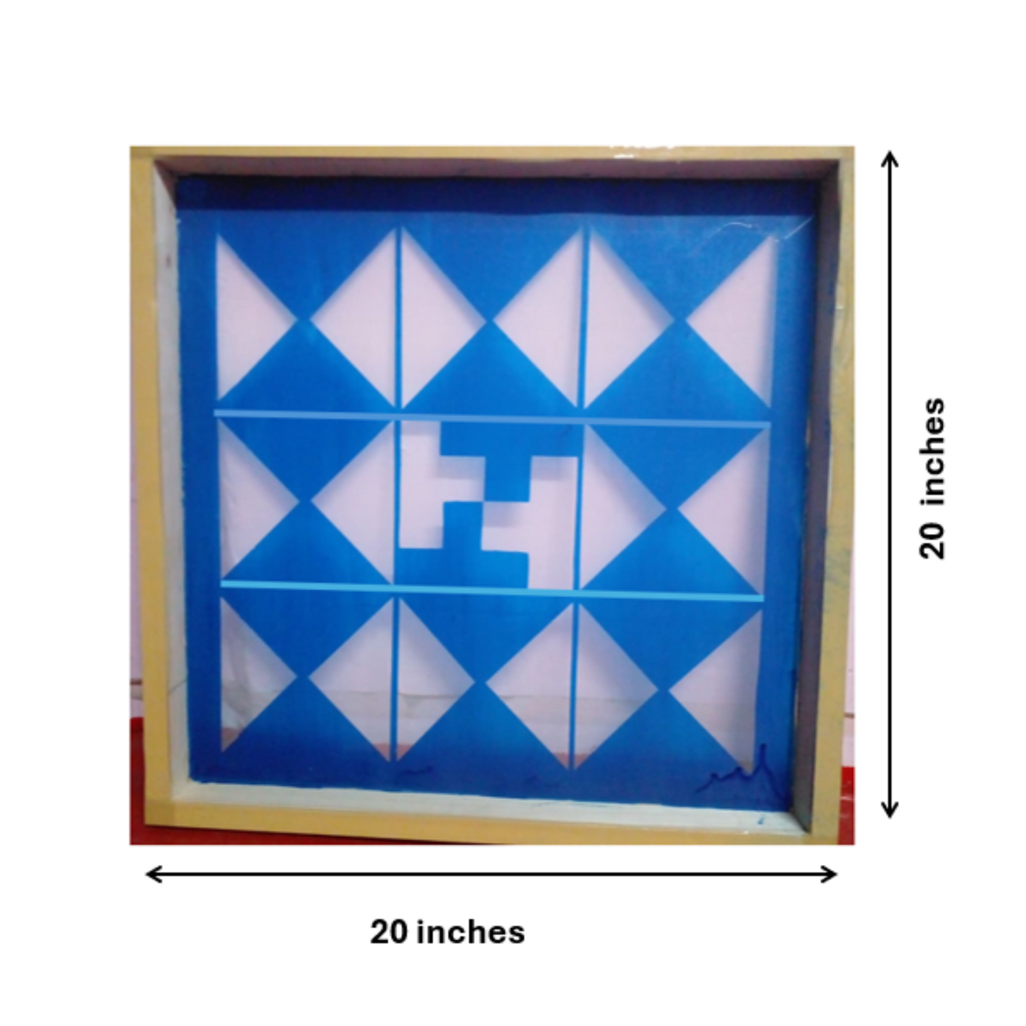 Navakam Yantra Design Stencil Wooden Frame 20x20 Inches Pack of 1 piece