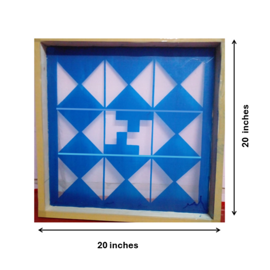 Navakam Yantra Design Stencil Wooden Frame 20x20 Inches Pack of 1 piece