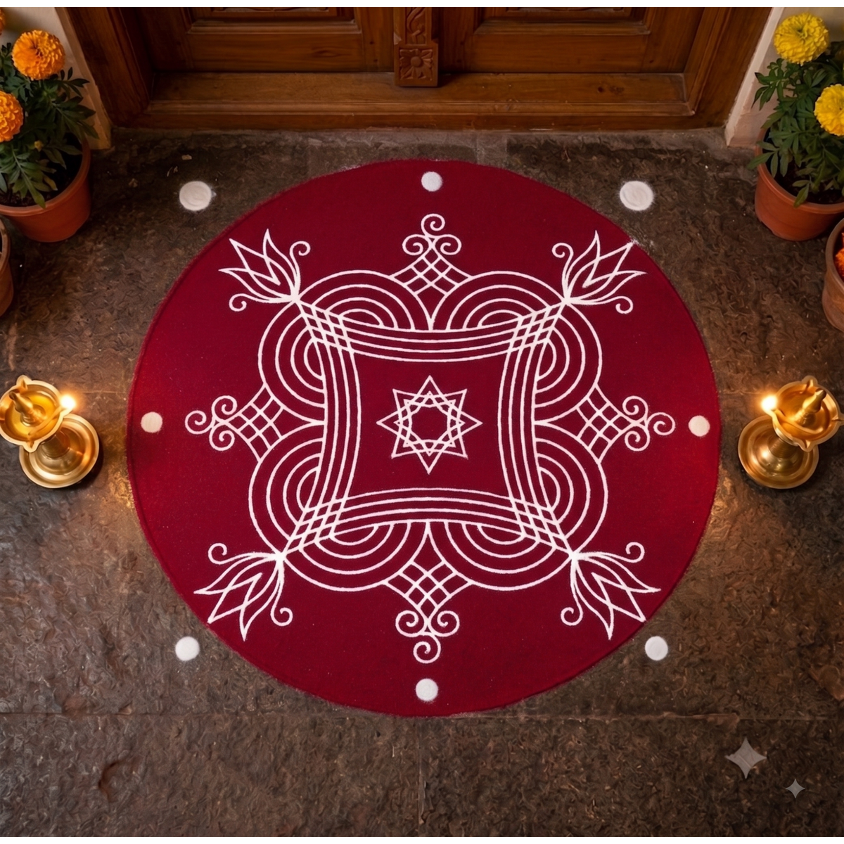 Rangly " Iyengar Padi Kolam"Model 5 Rangoli Stencil 10×10 Inches Pack of 1 piece