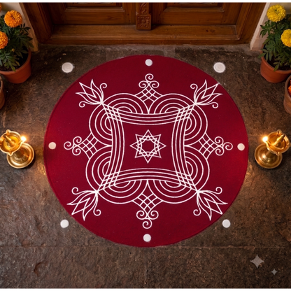 Rangly " Iyengar Padi Kolam"Model 5 Rangoli Stencil 10×10 Inches Pack of 1 piece