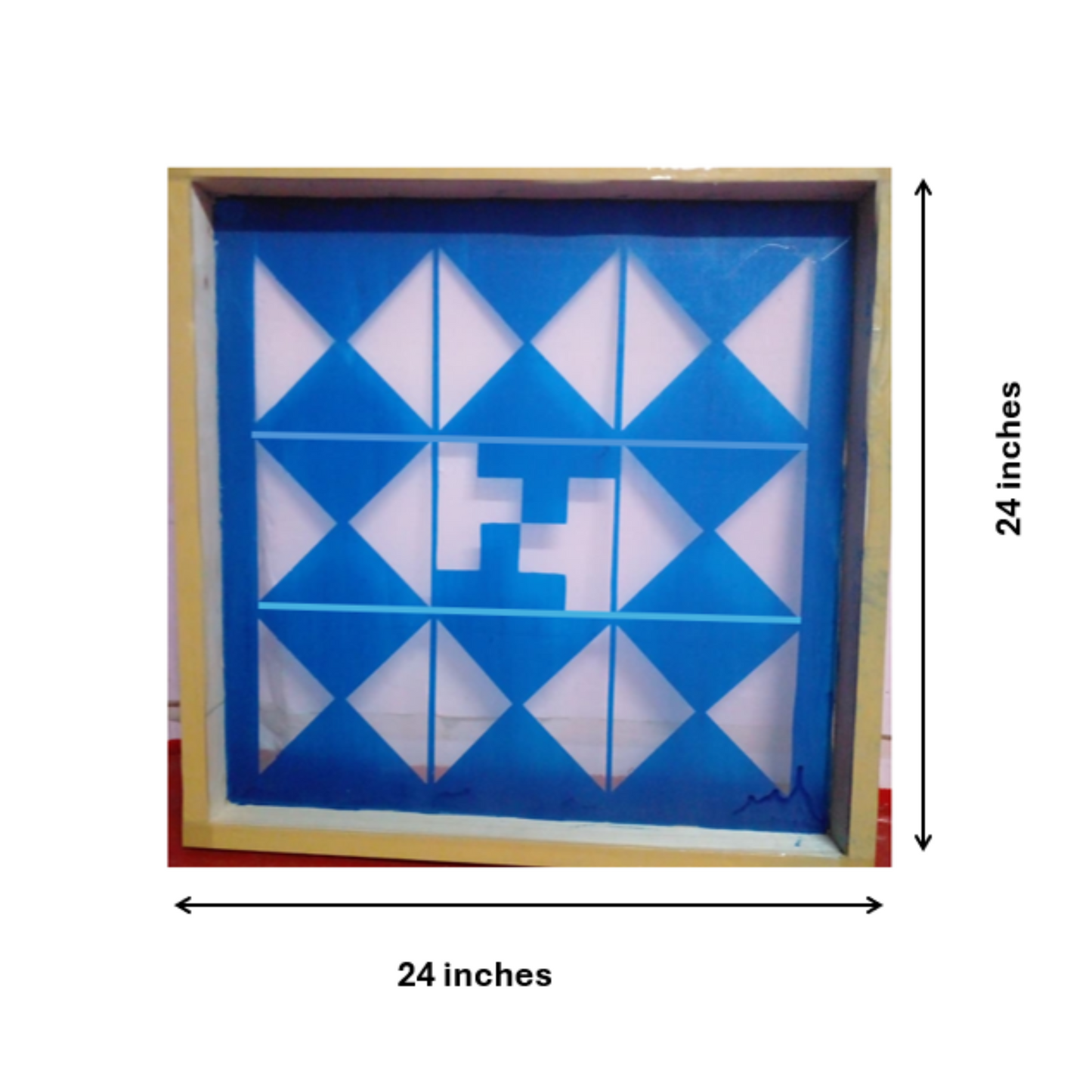 Navakam Yantra Design Stencil Wooden Frame 24x24 Inches Pack of 1 piece