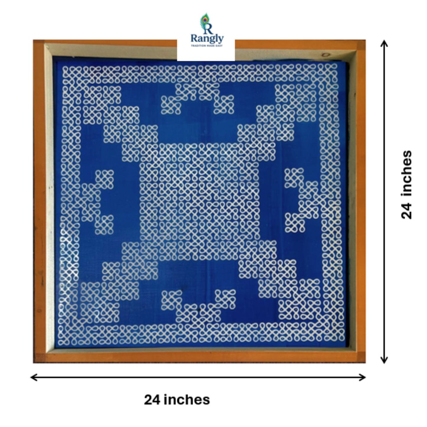 Rangly Jumbo Square South Indian Big Kolam Stencil  Design Stencil Wooden 24x24 Inches Pack of 1 piece
