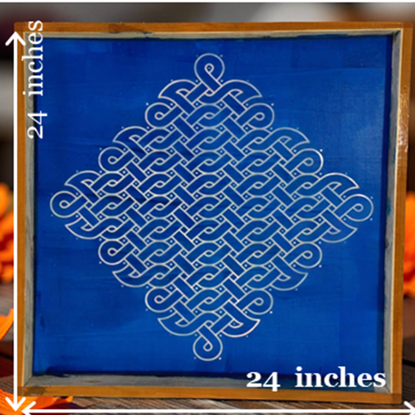 Rangly Jumbo Chikku Kolam  Model 1  Rangoli Design Stencil Wooden 24x24 Inches Pack of 1 piece