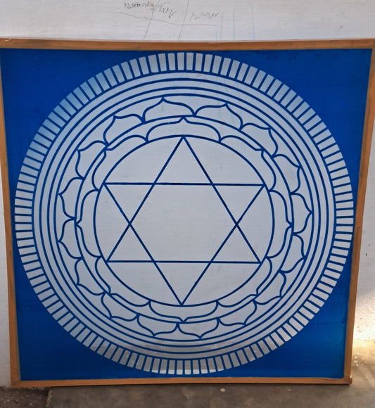 Rangly Jumbo Sudarshana Mandala 2 Yantra Rangoli Stencil Wooden25x25 Inches Pack of 1 piece