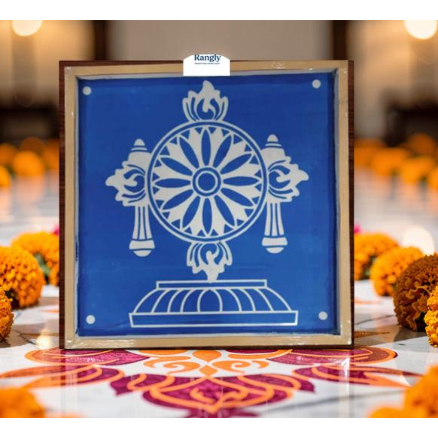 Rangly Chakra Kolam Stencil Wooden 24x24 Inches Pack of 1 piece