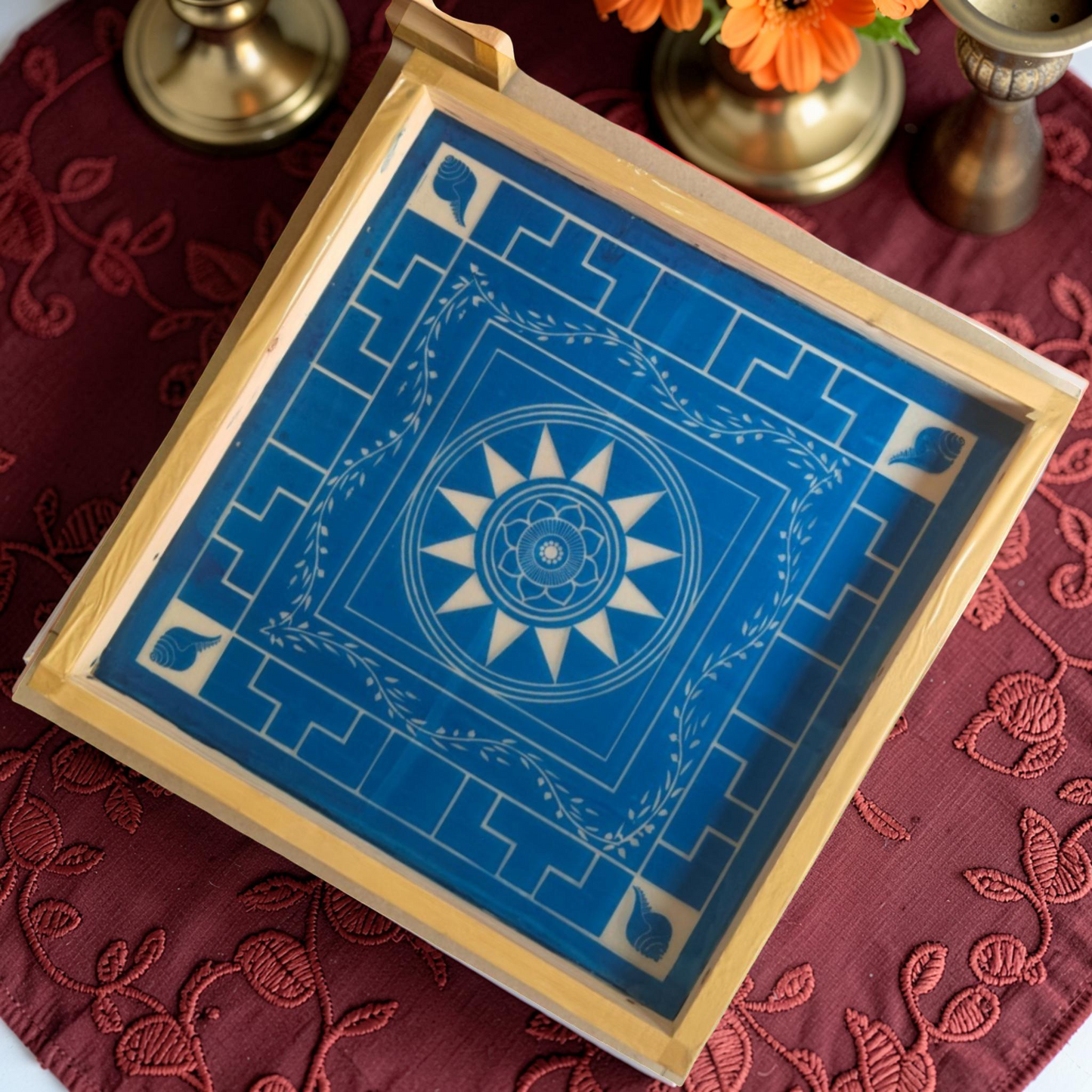 Rangly Jumbo Chakramandala Yantra Rangoli Design Stencil Wooden 24x24 Inches Pack of 1 piece