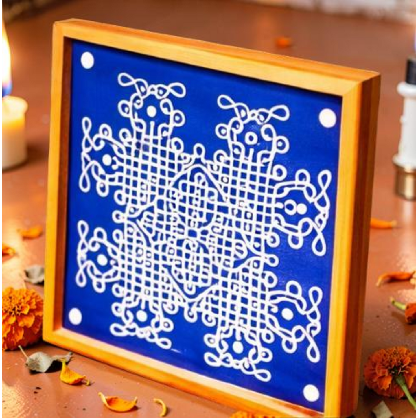 Rangly Jumbo Chikku Kolam Model 4  Rangoli Design Stencil Wooden 24x24 Inches Pack of 1 piece