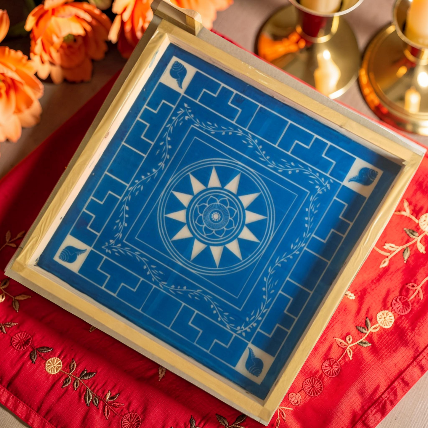 Rangly Jumbo Chakramandala Yantra Rangoli Design Stencil Wooden 20x20 Inches Pack of 1 piece