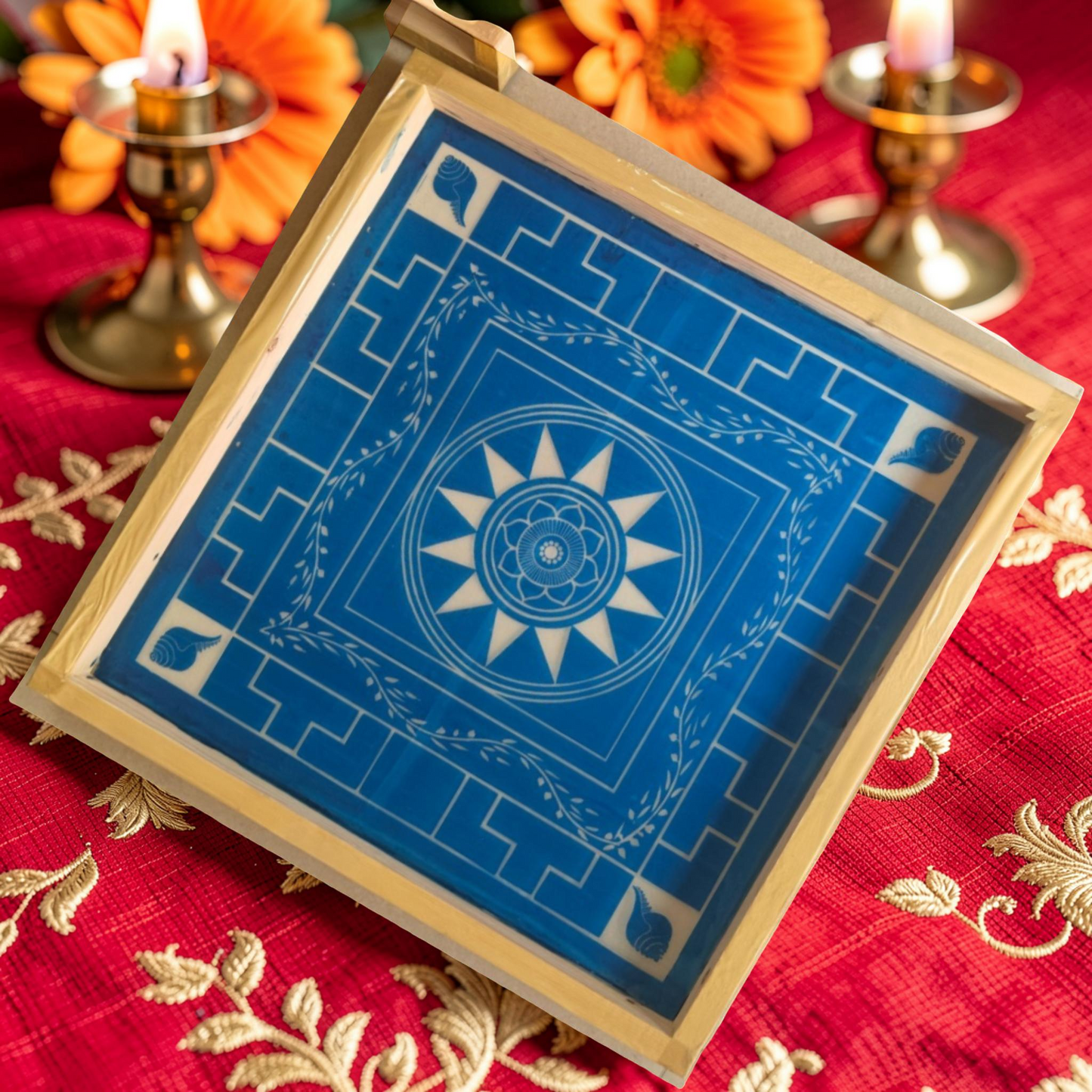 Rangly Jumbo  Chakramandala Yantra Rangoli Design Stencil Wooden 16x16 Inches Pack of 1
