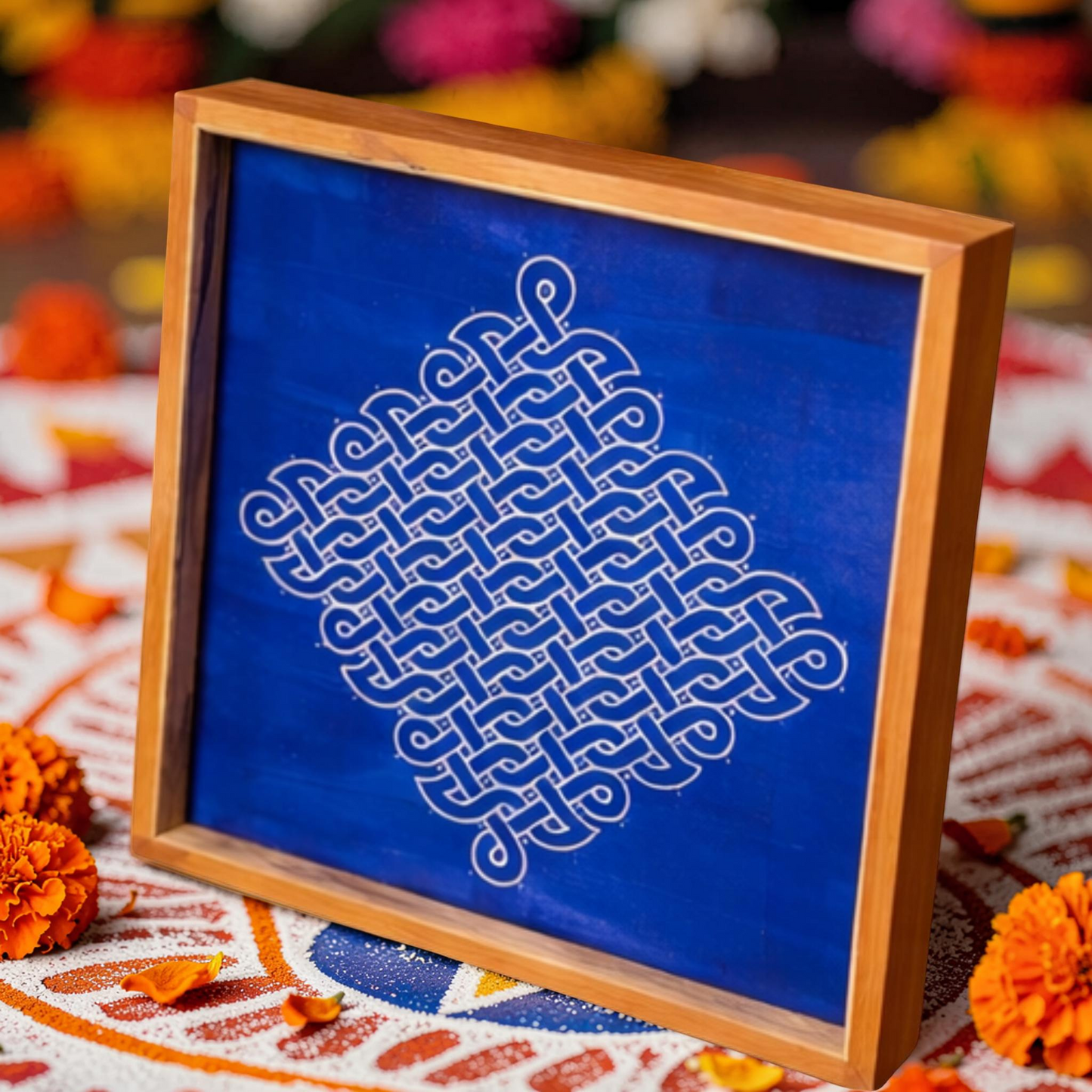 Rangly Jumbo Chikku Kolam  Model 1  Rangoli Design Stencil Wooden 24x24 Inches Pack of 1 piece