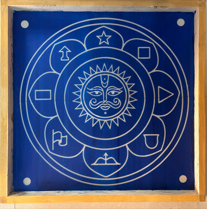 Navagraha Yantra Kolam Stencil Model 5 Wooden  Pack of 1 piece