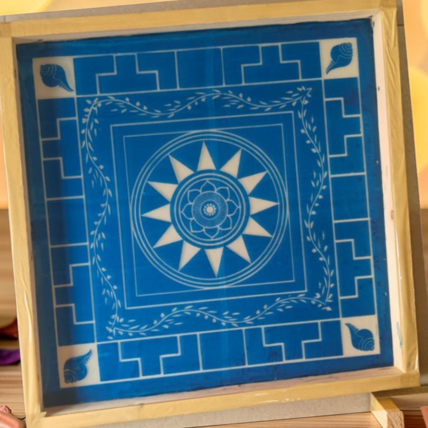 Rangly Jumbo Chakramandala  Yantra Rangoli Design Stencil Wooden 13x13 Inches Pack of 1 piece