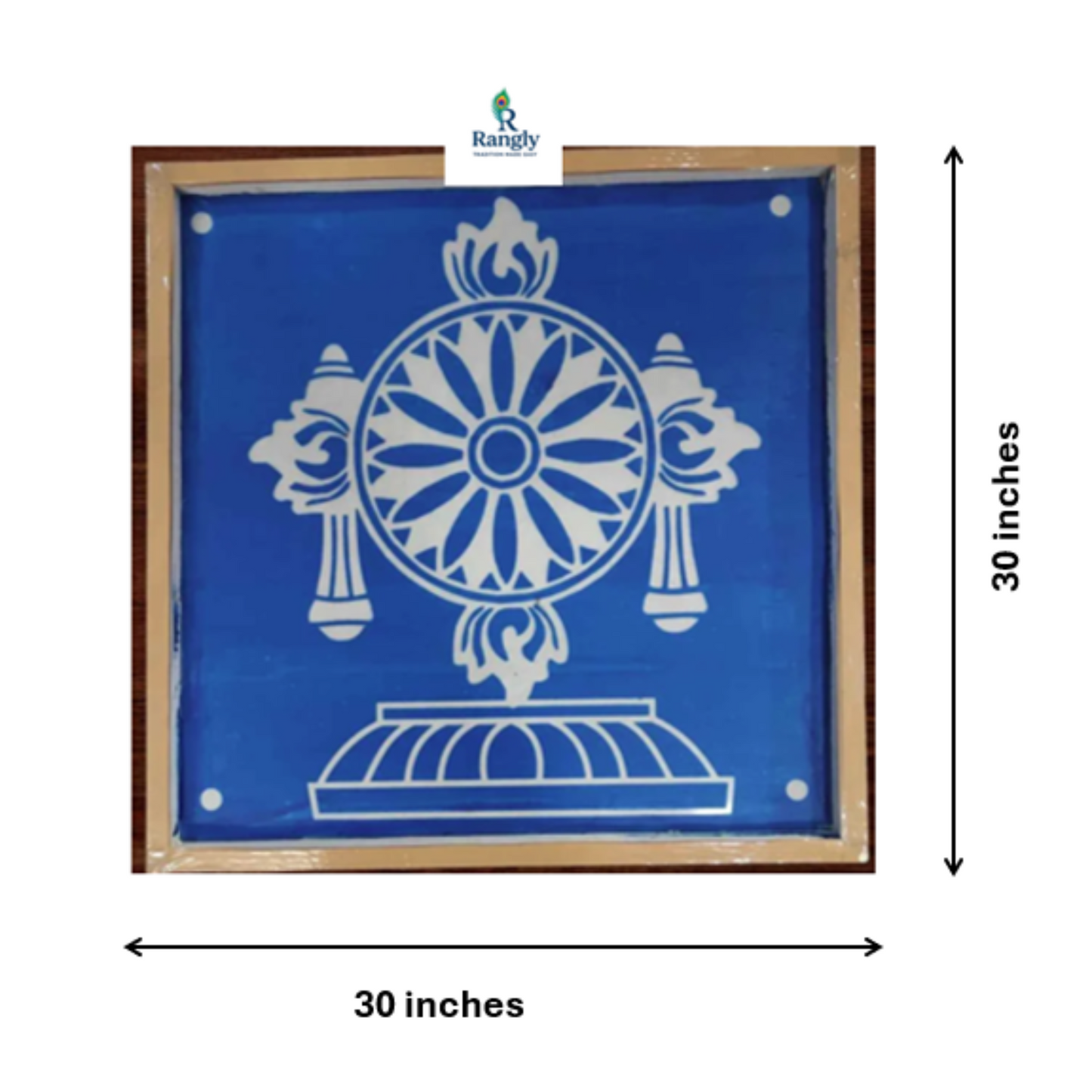 Rangly Chakra Kolam Stencil Rangoli Design Stencil Wooden 30x30 Inches Pack of 1 piece