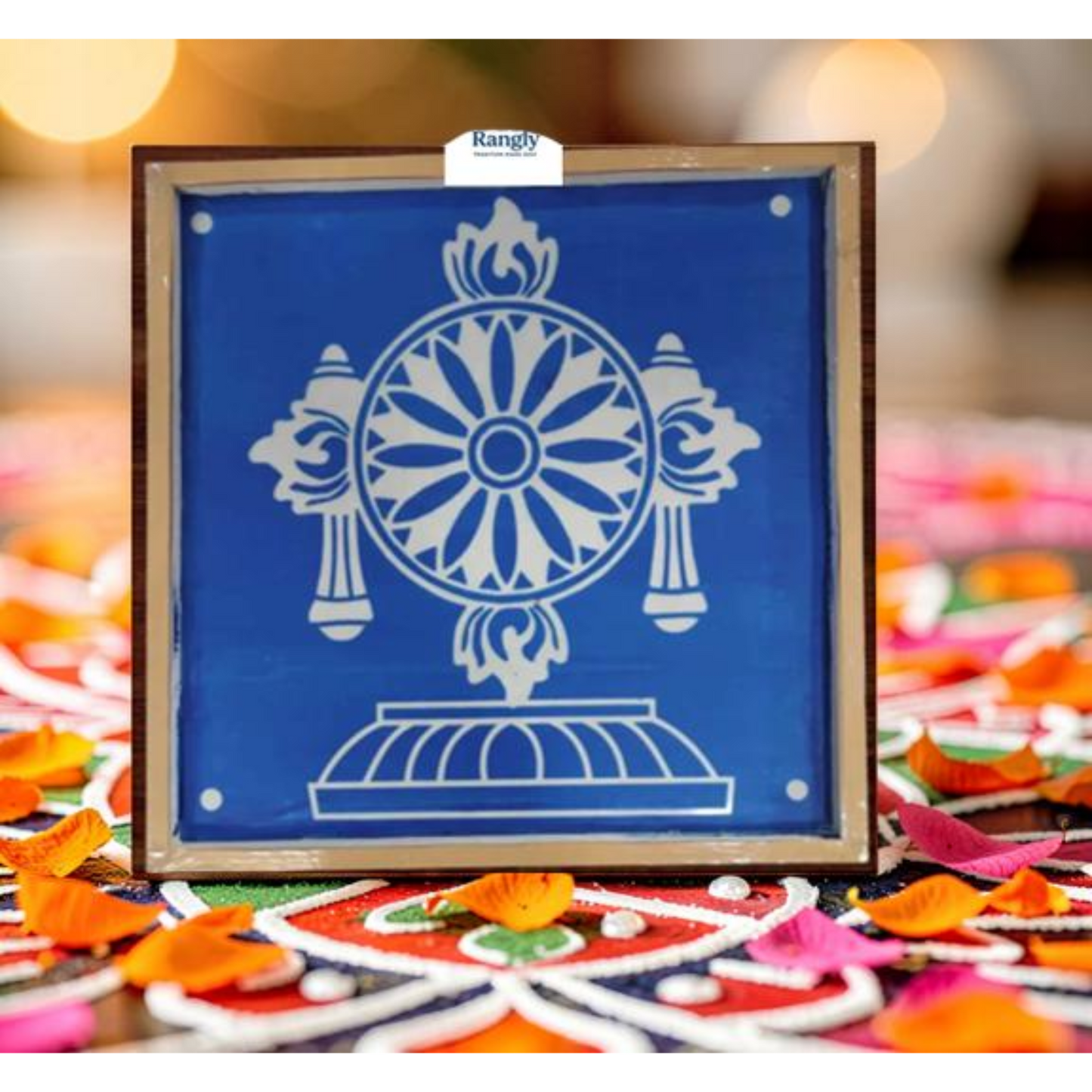 Rangly Chakra Kolam Stencil Design Stencil Wooden 25x25  Inches Pack of 1 piece