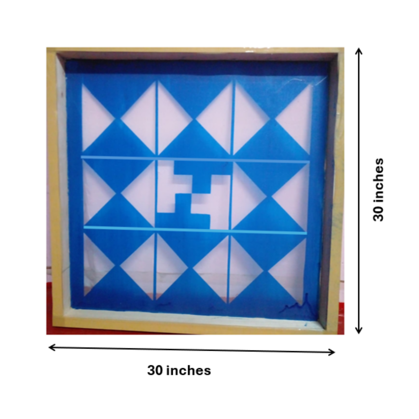 Navakam Yantra Design Stencil Wooden Frame 30x30 Inches Pack of 1 piece