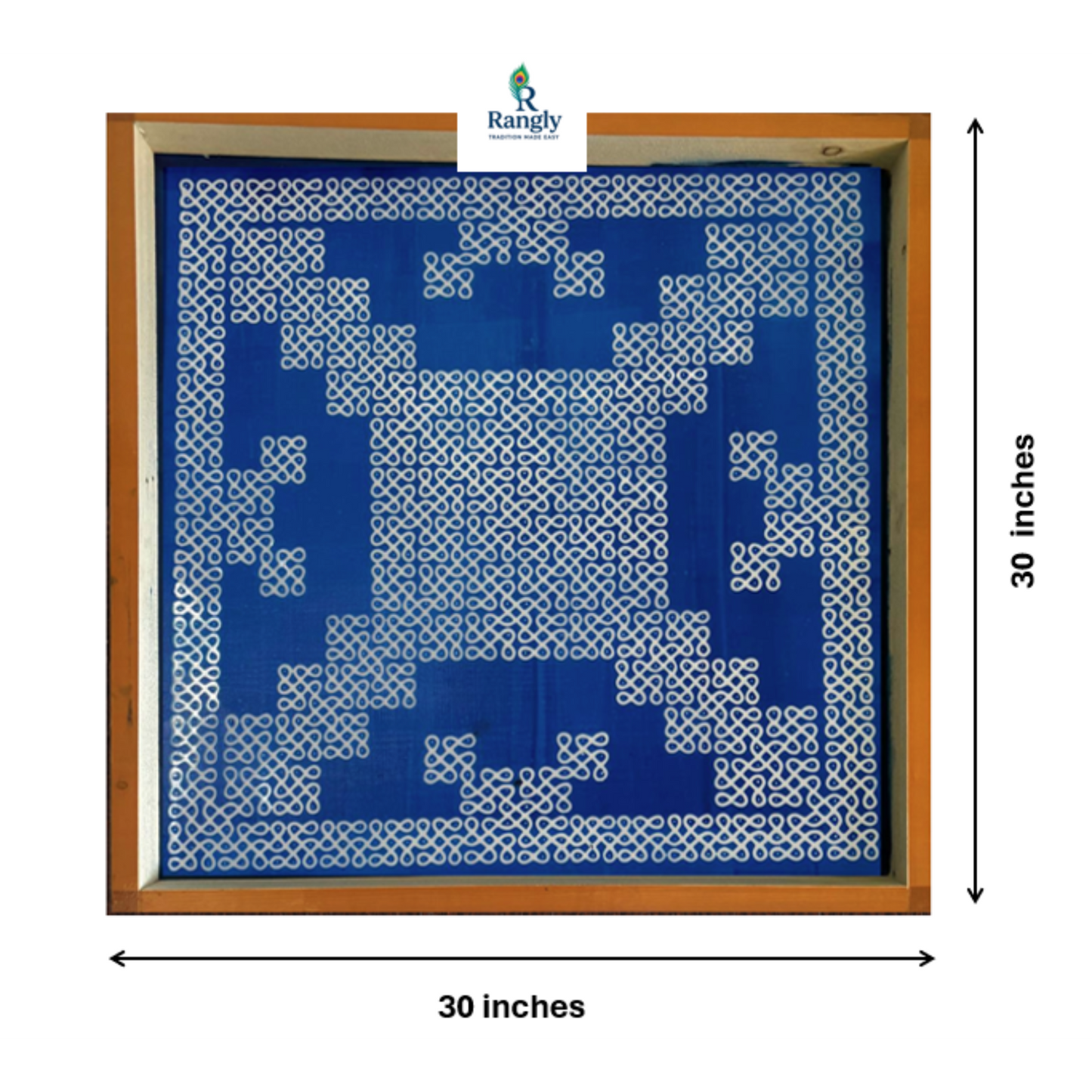 Rangly Jumbo Square South Indian Big Kolam Stencil Wooden 30x30 Inches Pack of 1 piece