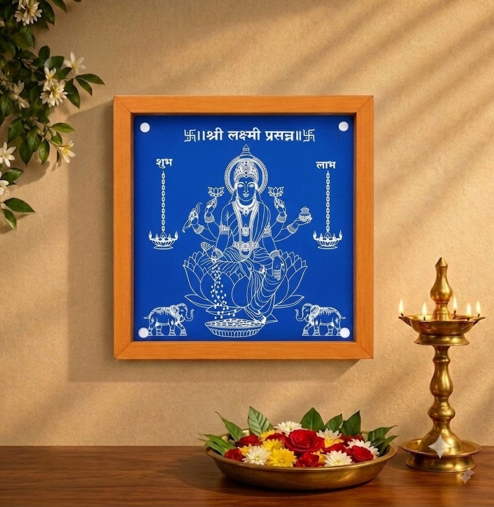 "Sri Lakshmi Prasanna" God Face Rangoli wooden Stencil -Elevate Your Spiritual Space