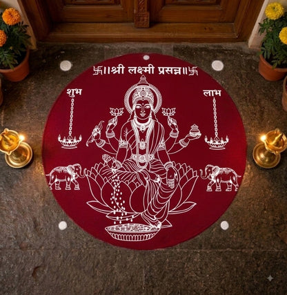 "Sri Lakshmi Prasanna" God Face Rangoli wooden Stencil -Elevate Your Spiritual Space