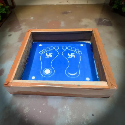 Rangly Lakshmi Padam Kolam with Swastik Rangoli Stencil, 5 × 5 Inches Pack of 1 Piece