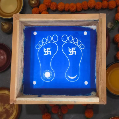 Rangly Lakshmi Padam Kolam with Swastik Rangoli Stencil, 5 × 5 Inches Pack of 1 Piece