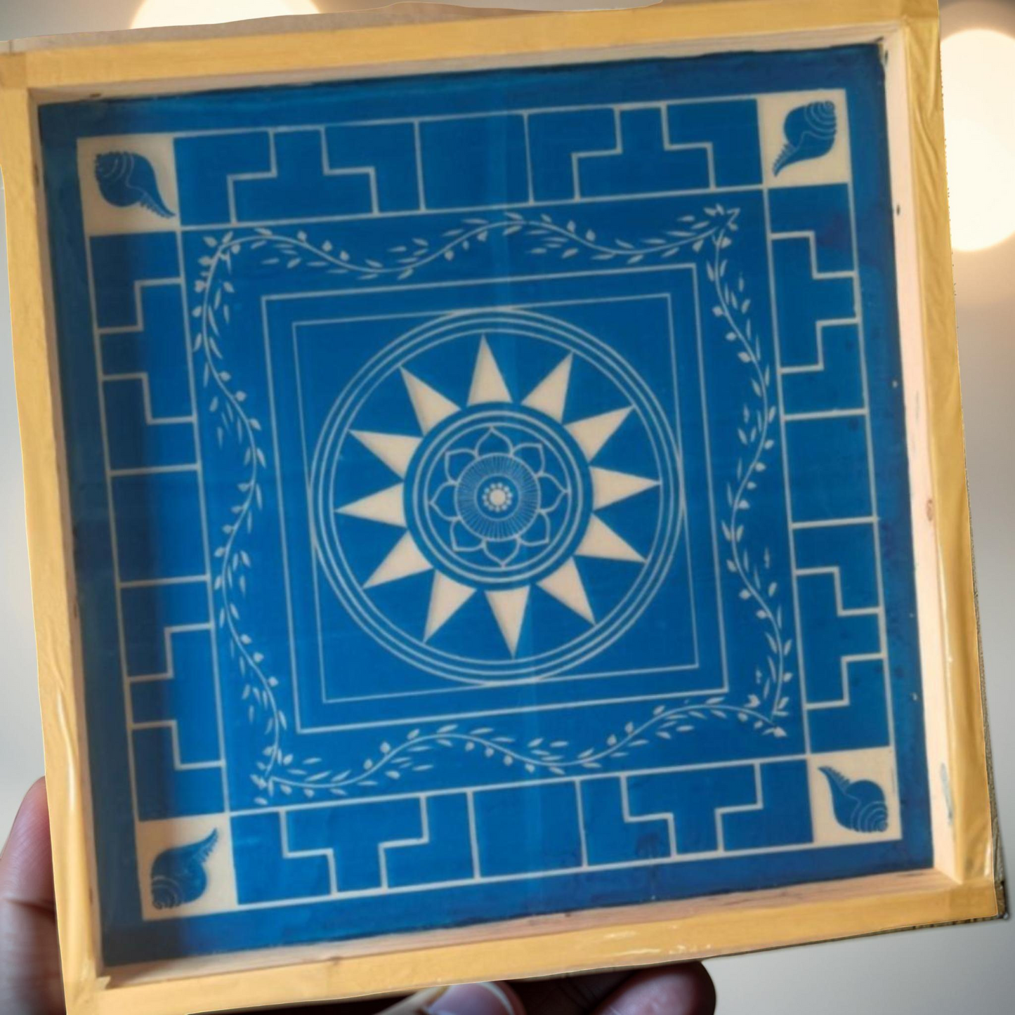 Rangly Jumbo Chakramandala Yantra Rangoli Design Stencil Wooden 24x24 Inches Pack of 1 piece