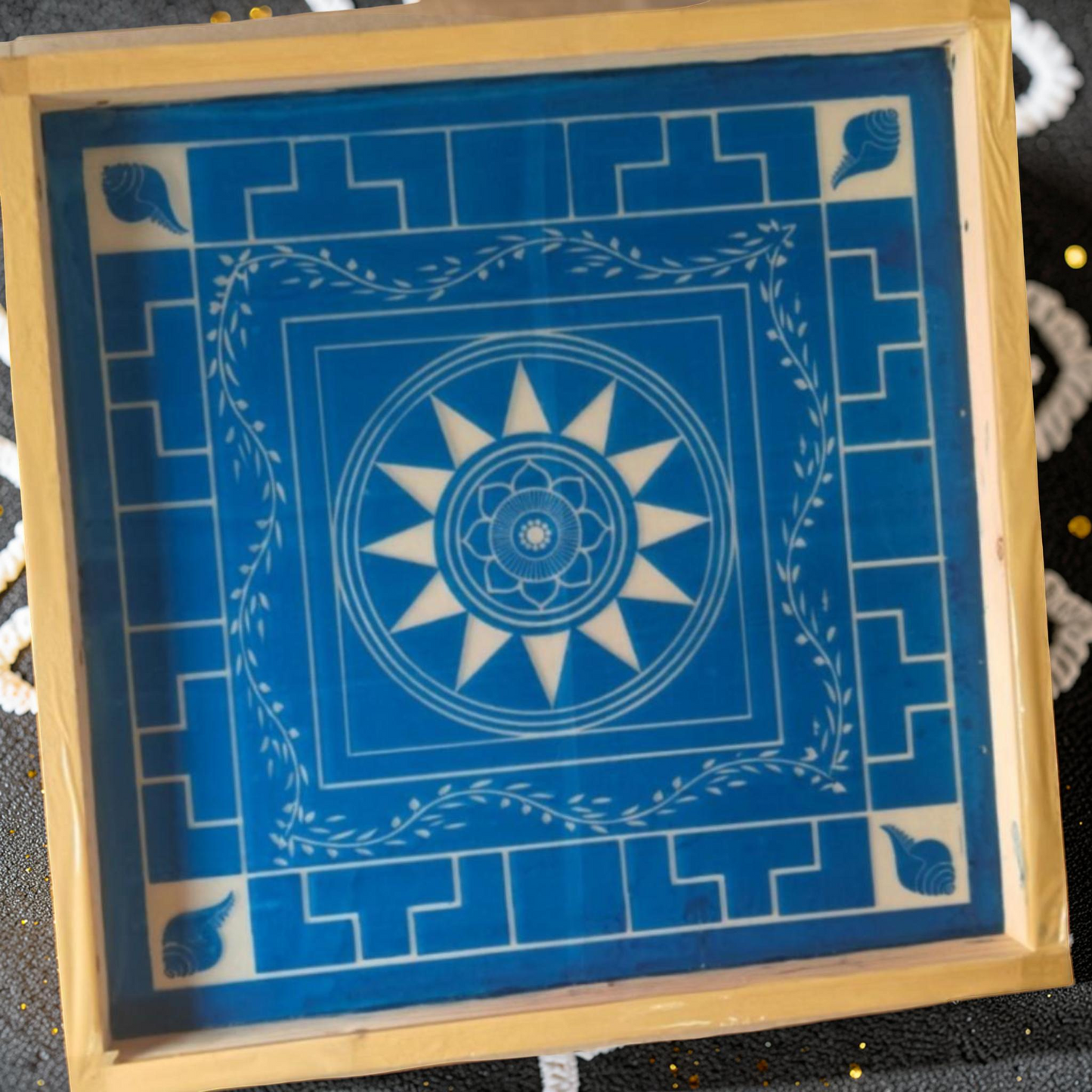 Rangly Jumbo  Chakramandala Yantra Rangoli Design Stencil Wooden 16x16 Inches Pack of 1