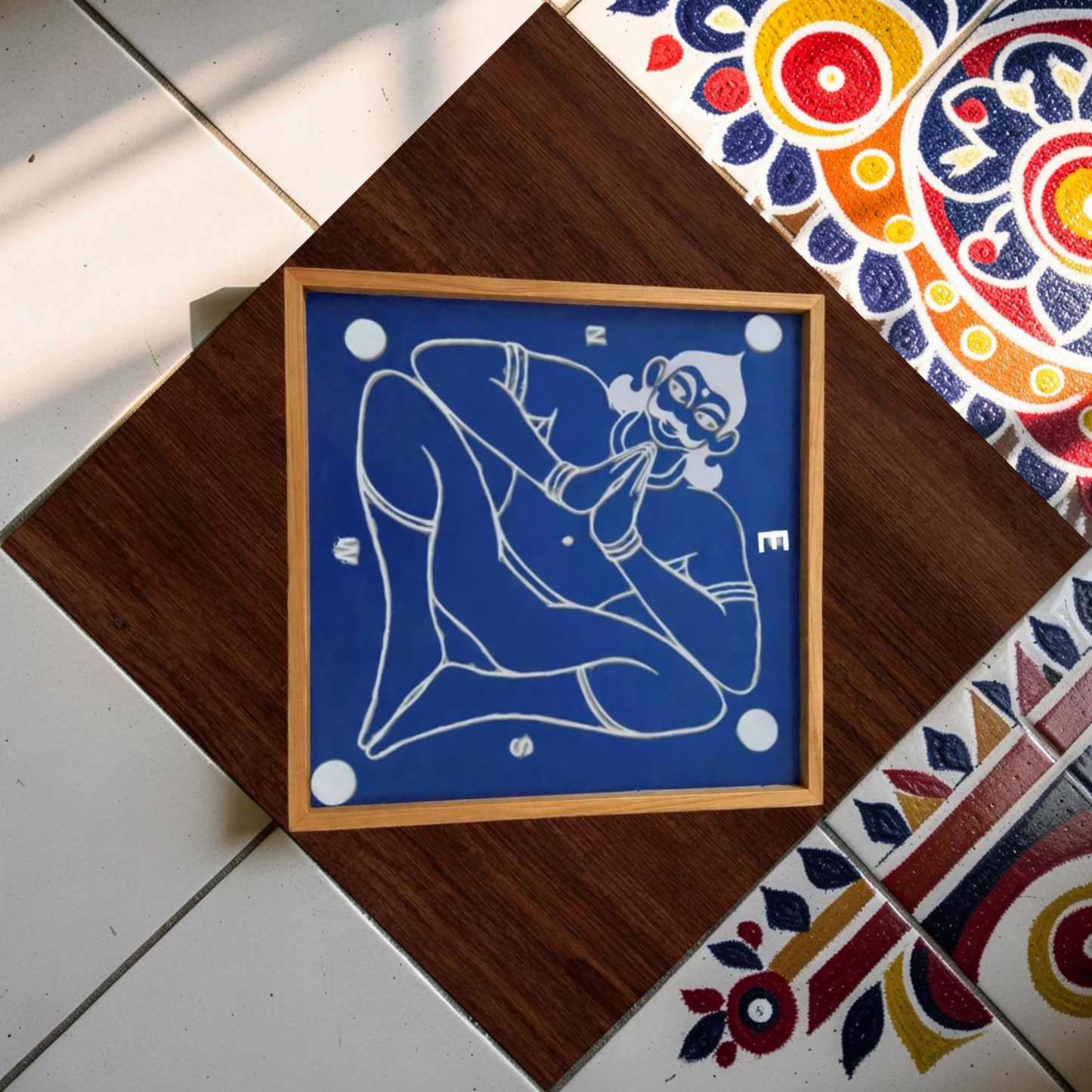 Rangly Vastu Purusha Model 1 Yantra Rangoli Design Stencil Wooden 10x10 inches Pack of 1 piece