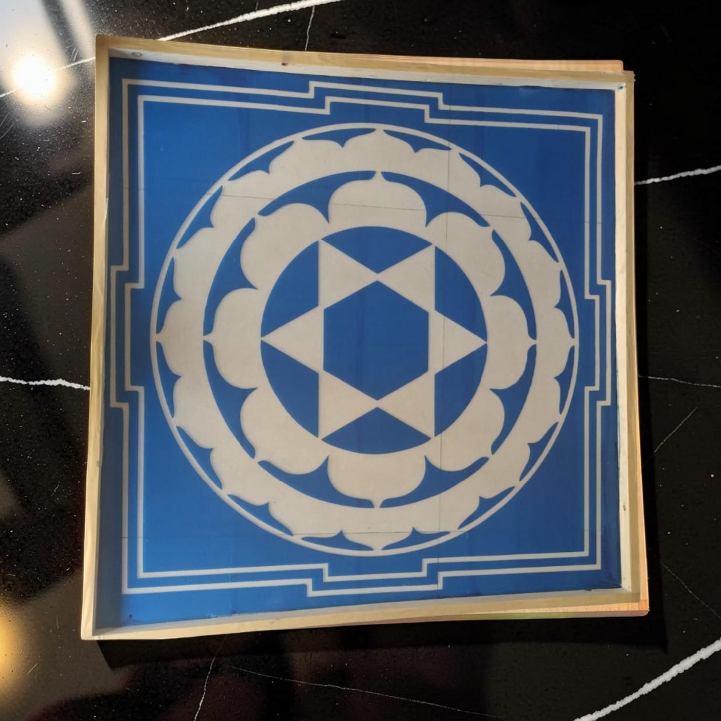Rangly Sudarasana  Yantra Rangoli Design Stencil Wooden 25x25 Inches Pack of 1 piece