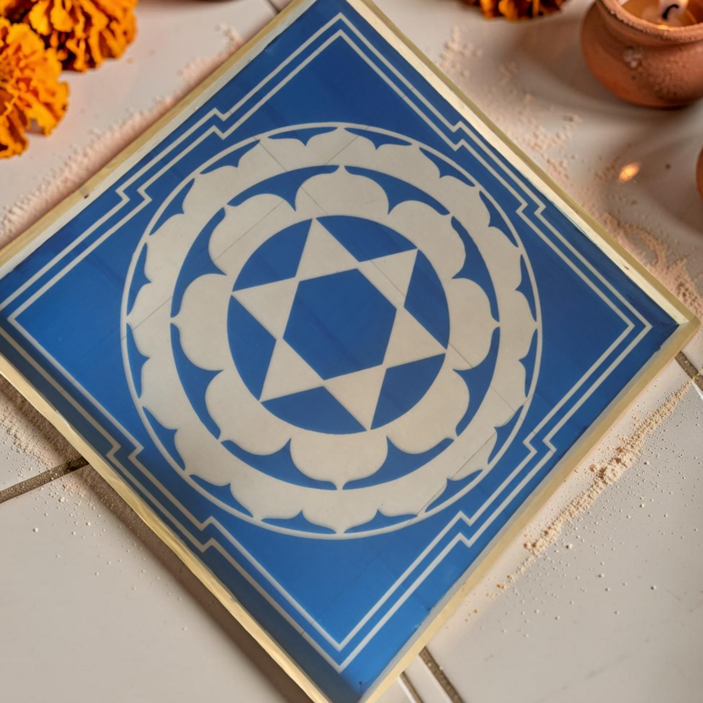Rangly Sudarasana  Yantra Rangoli Design Stencil Wooden 25x25 Inches Pack of 1 piece
