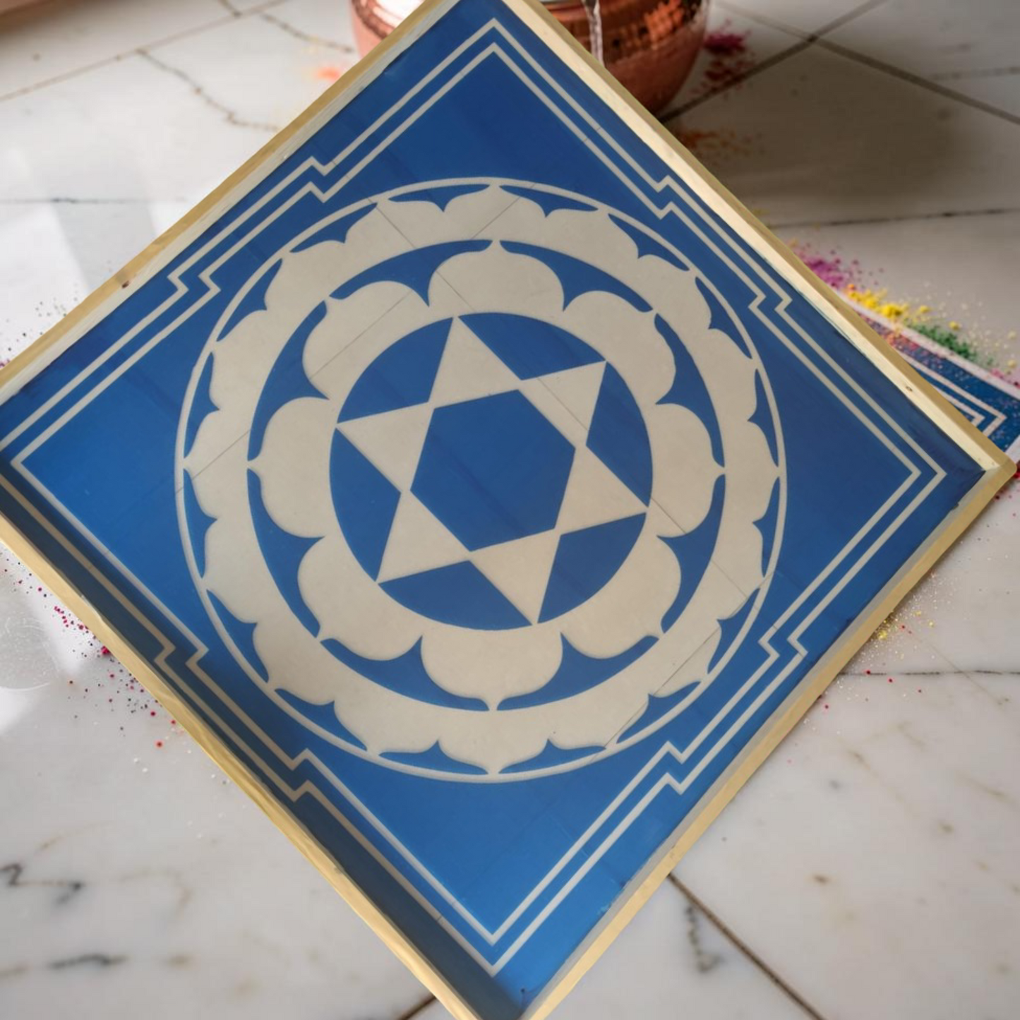 Rangly  Sudarasana Yantra Rangoli Design Stencil Wooden 40x40 Inches Pack of 1 piece