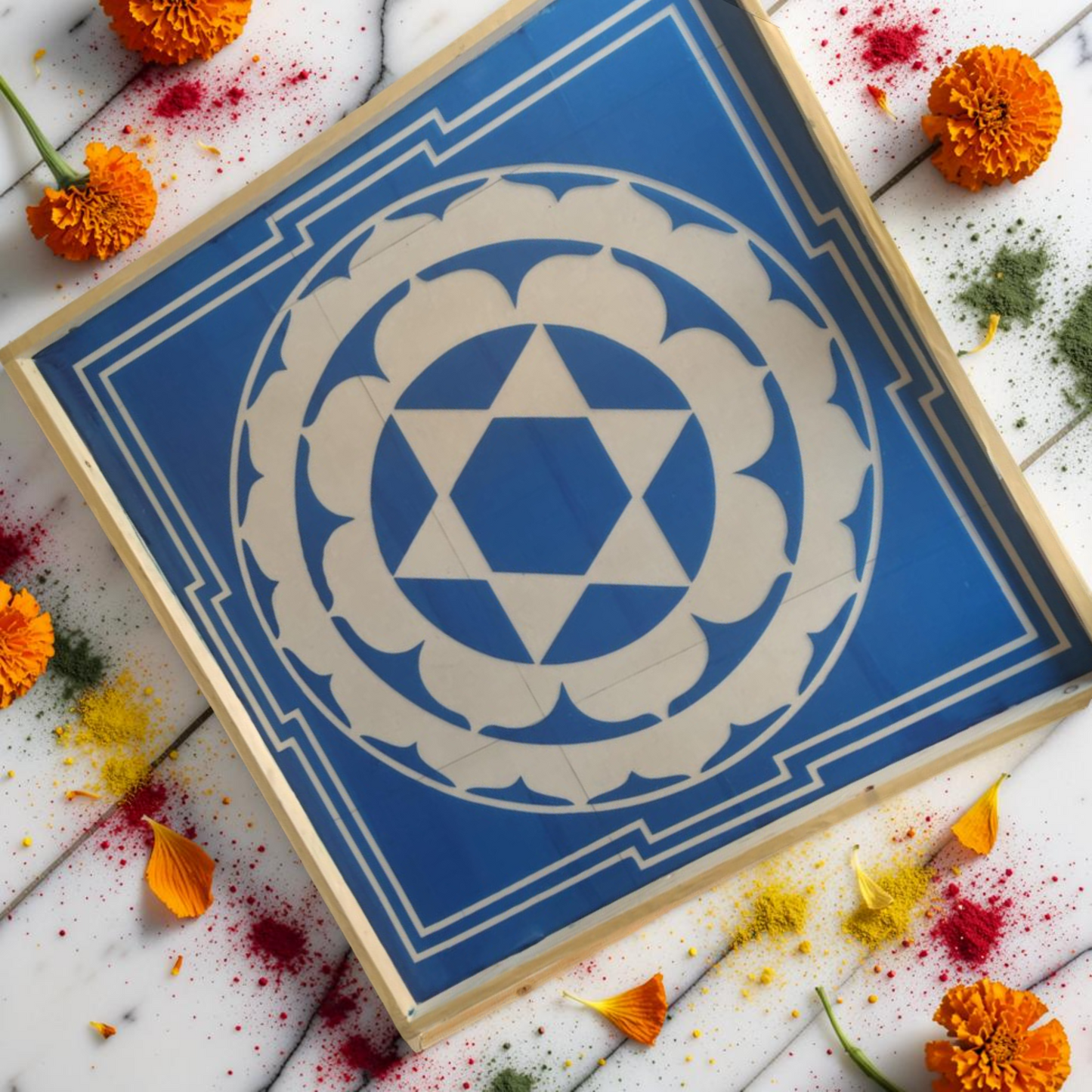 Rangly Sudarasana Yantra Rangoli Design Stencil Wooden 30x30 Inches Pack of 1 piece