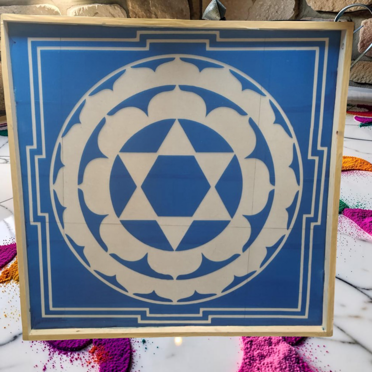 Rangly  Sudarasana Yantra Rangoli Design Stencil Wooden 40x40 Inches Pack of 1 piece