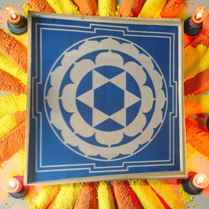 Rangly Sudarasana Yantra Rangoli Design Stencil Wooden 24x24 Inches Pack of 1 piece
