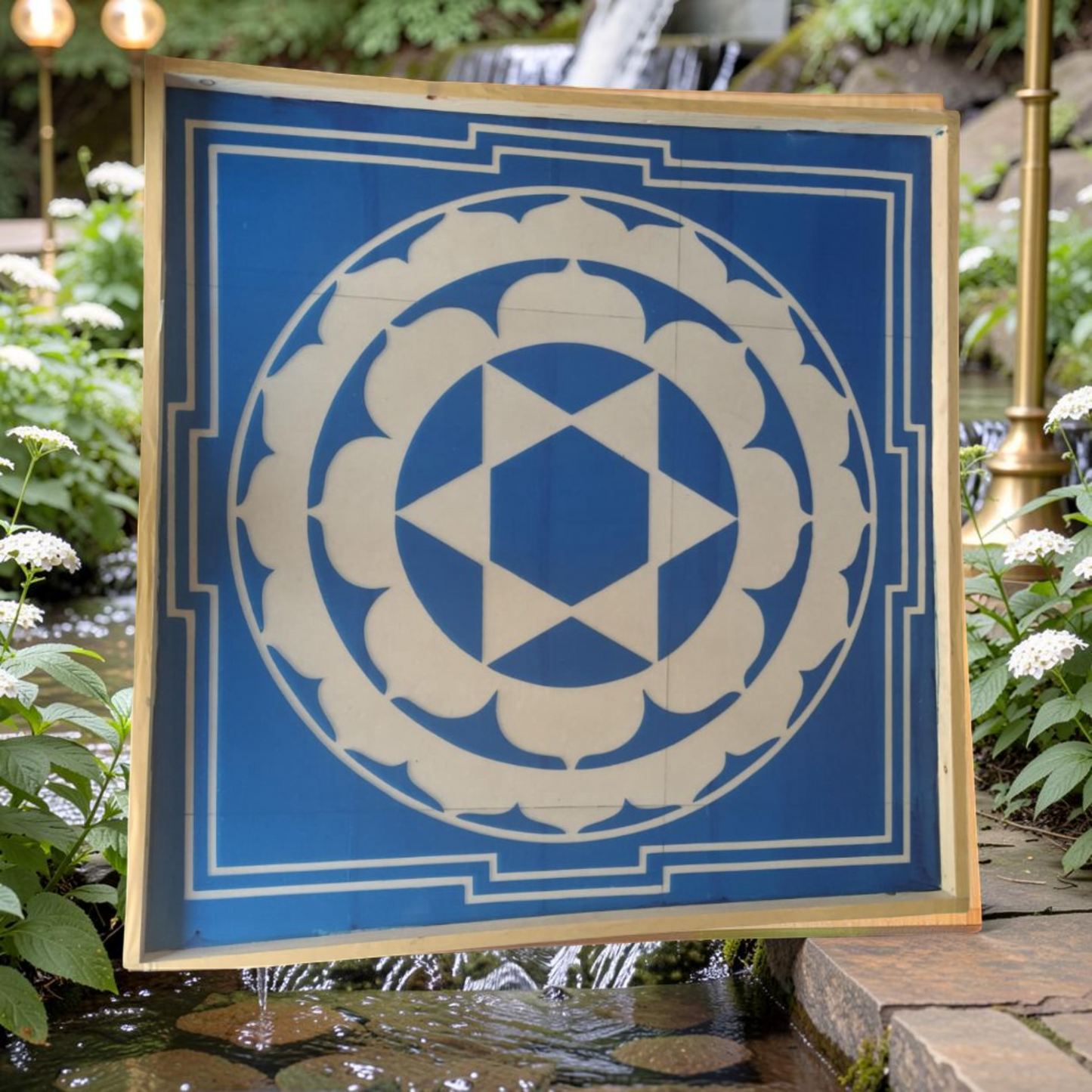Rangly Sudarsana  Yantra Rangoli Design Stencil Wooden 20x20 Inches Pack of 1 piece
