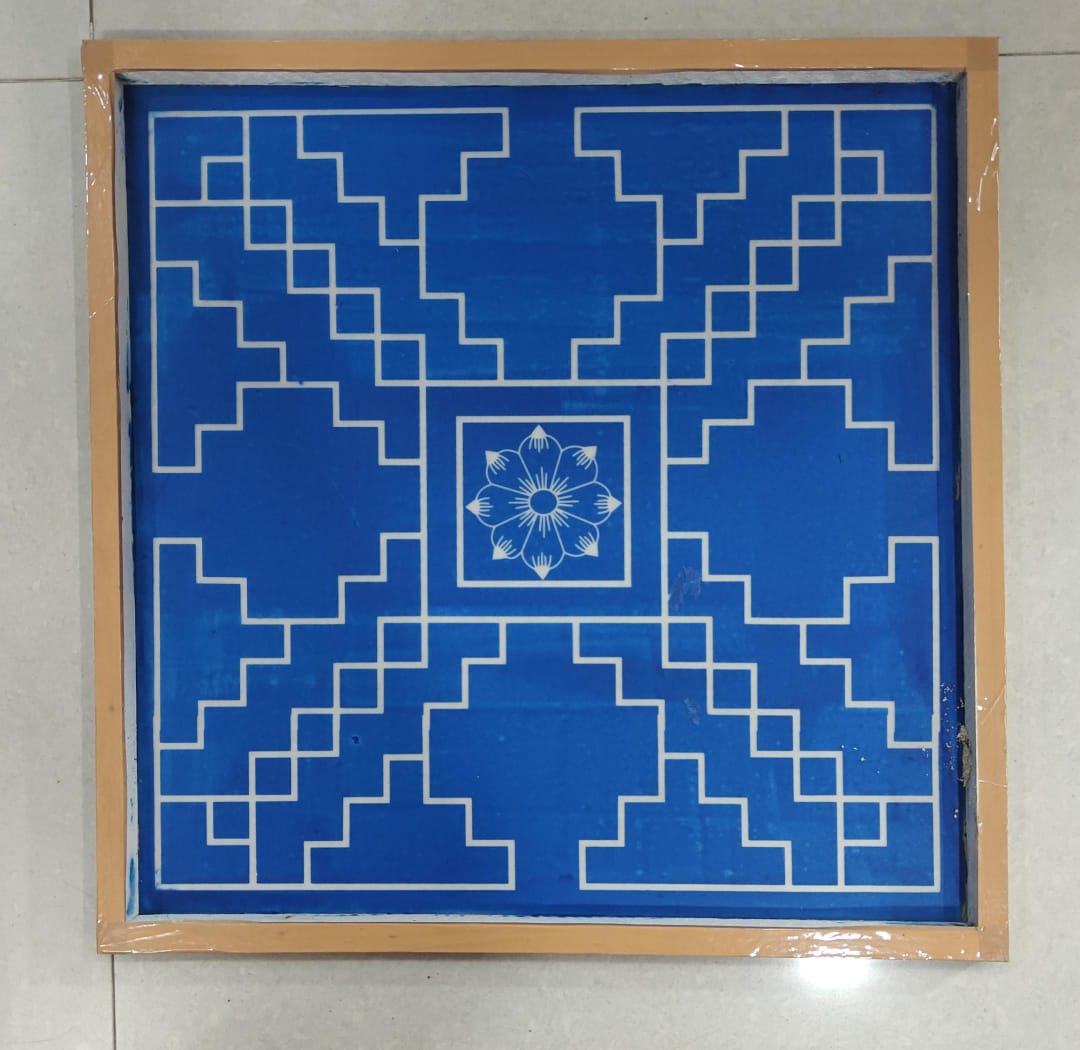 Rangly Jumbo Sarvabhotra Mandala Yantra Rangoli Stencil Wooden 16x16 Inches Pack of 1 piece