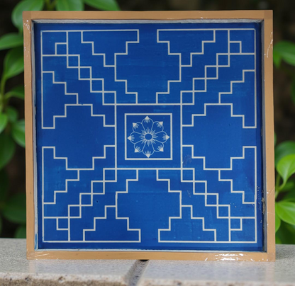 Rangly Jumbo Sarvabhotra Mandala Yantra Rangoli Stencil Wooden 16x16 Inches Pack of 1 piece