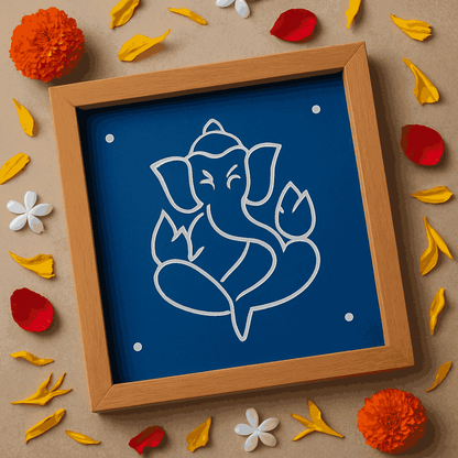 Rangly  Ganesh Rangoli Stencil Wooden 5x5 Inches Pack of 1 piece