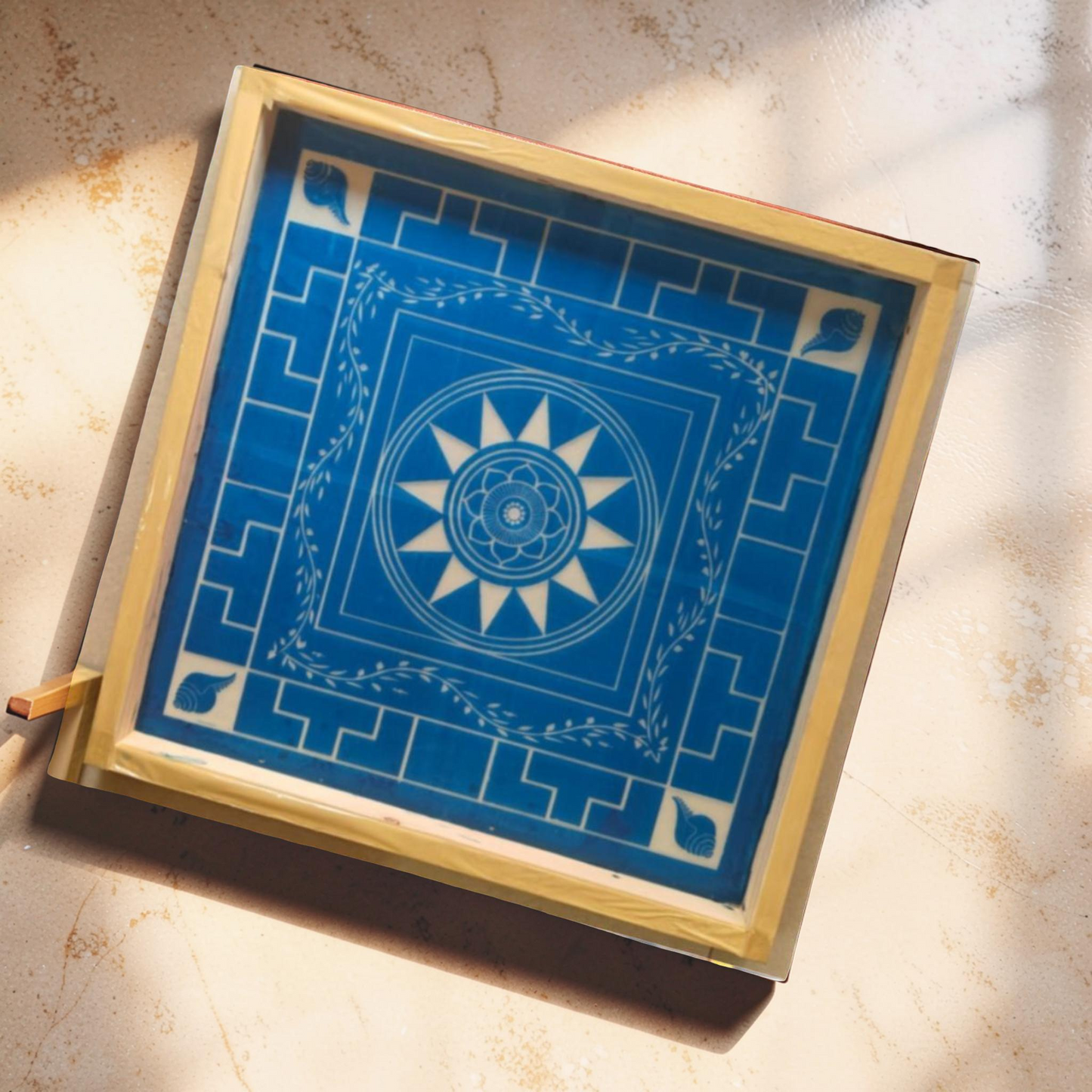 Rangly Jumbo Chakramandala Yantra Rangoli Design Stencil Wooden 24x24 Inches Pack of 1 piece