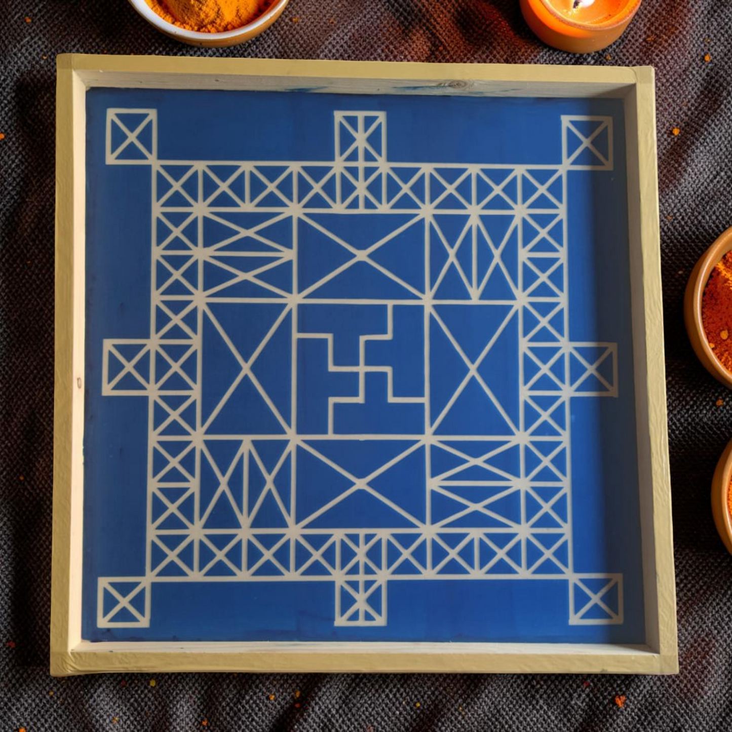 Rangly Vasthu Bali Padmam Yantra Rangoli Design Stencil Wooden 13x13 Inches Pack of 1 piece